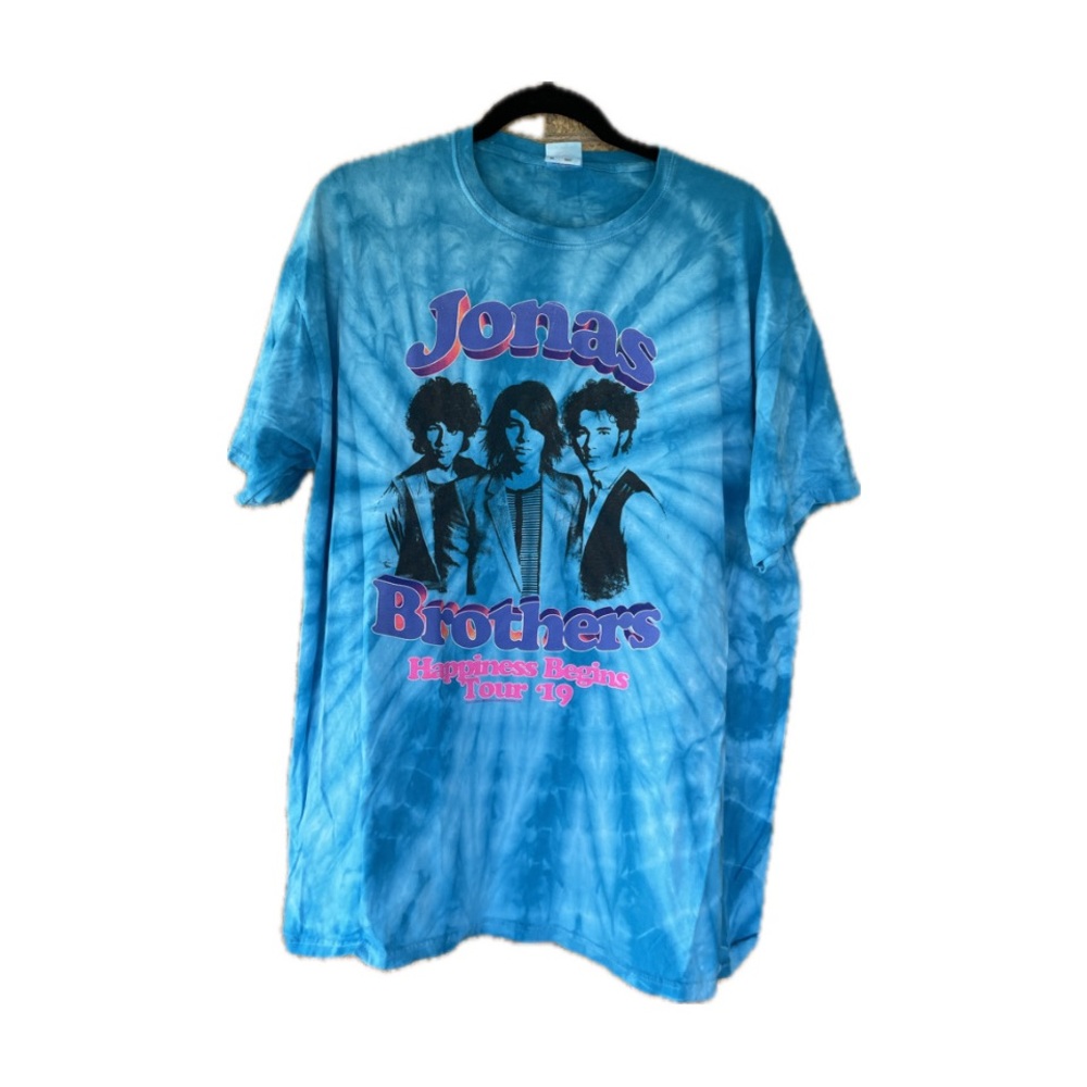 Jonas Brothers Original Happiness Begins 2019 Tour Merch Blue Tie-Dye T-Shirt